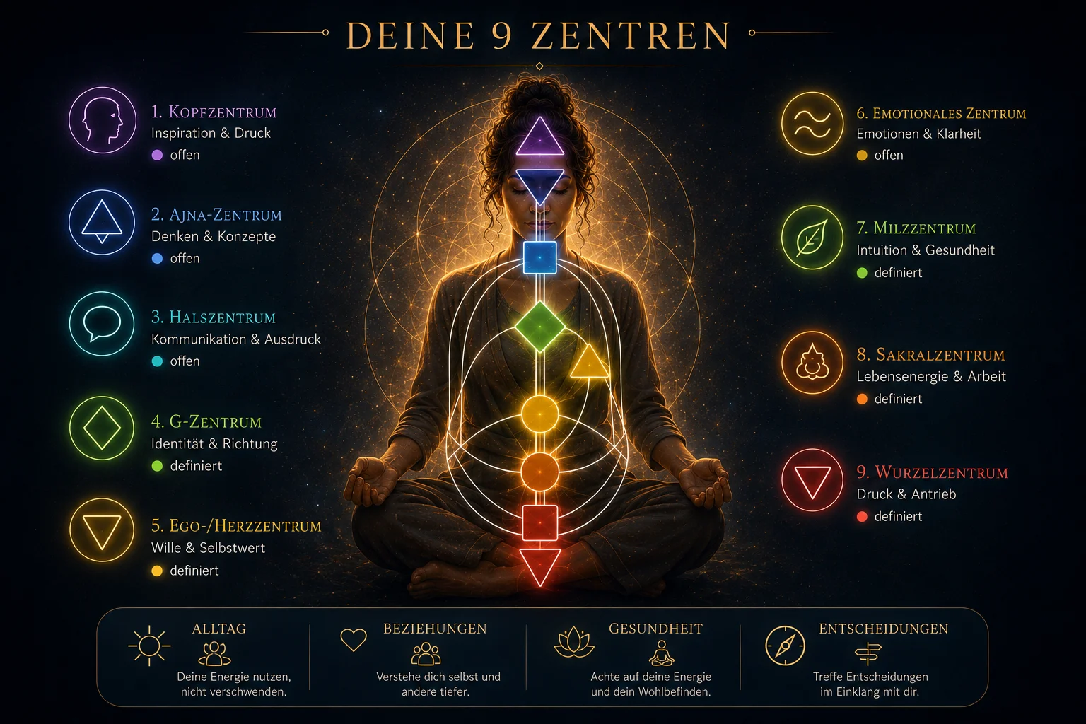 Deine 9 Zentren